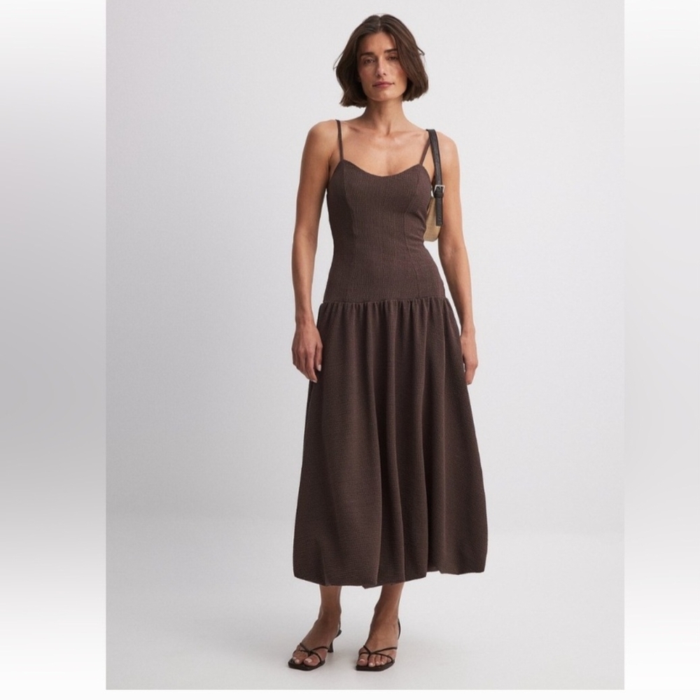 Nakd Brown Bubble Dress Midi